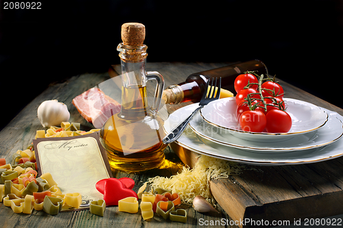 Image of Ingredients for making a romantic dinner.