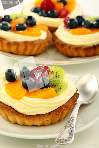 Image of Baskets of pastry with custard.