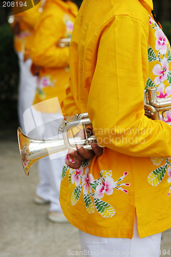 Image of Close-up of a boy holding a trumpet