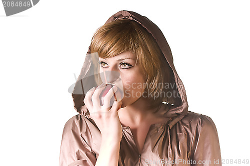 Image of woman eating an apple