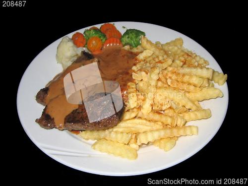 Image of Beef steak with fries