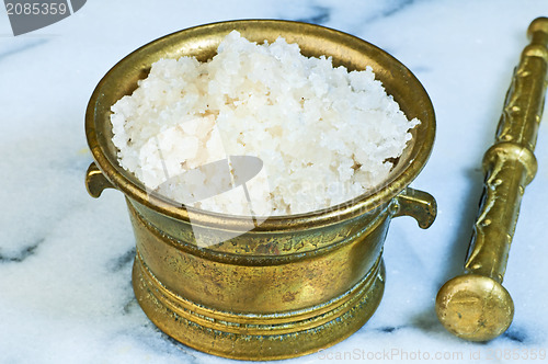 Image of sea salt in a mortar
