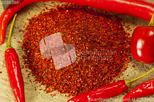 Image of chili powder with fresh fruits