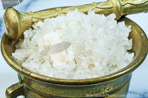 Image of sea salt in a mortar