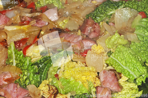 Image of Hotpot with green kale and bacon