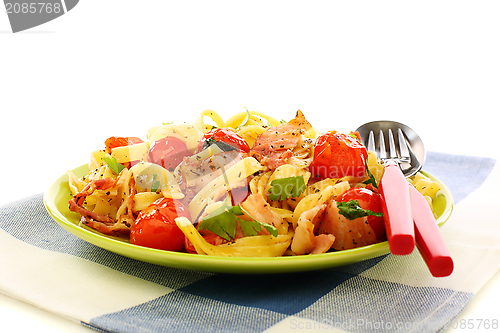 Image of Italian pasta with bacon.