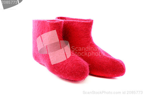 Image of Short pink felt boots. 