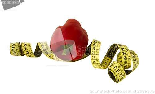 Image of red pepper wrapped and yellow centimeter  