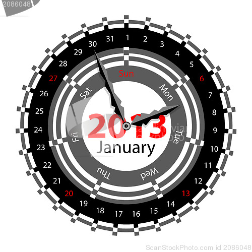Image of Creative idea of design of a Clock with circular calendar for 20