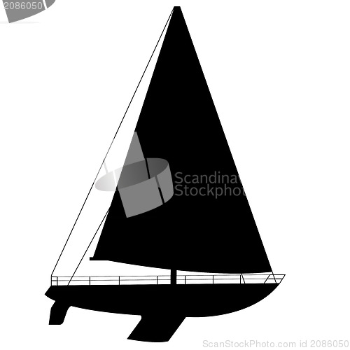 Image of Sailing boat floating. Vector illustration.