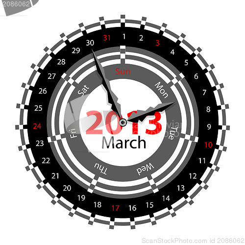 Image of Creative idea of design of a Clock with circular calendar for 20