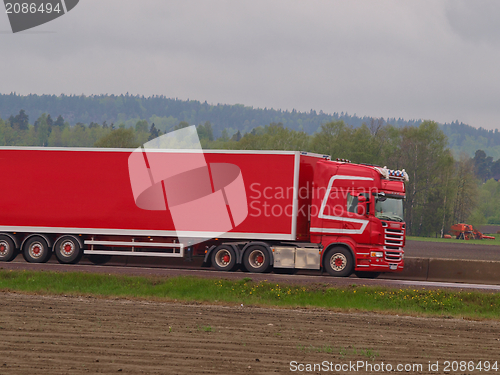 Image of Red cargo lorry