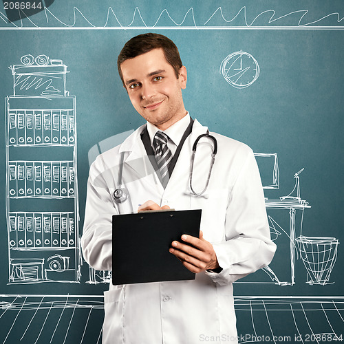 Image of Doctor Man With Clipboard