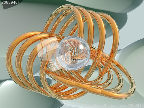 Image of Gold spirals and a glass sphere