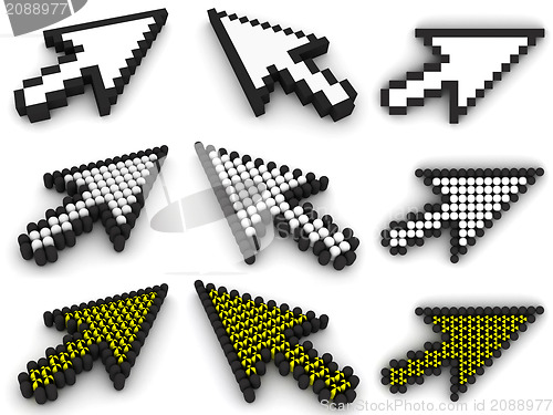 Image of Different arrow cursors on white