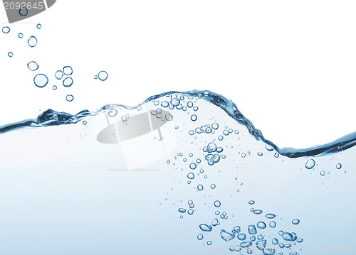 Image of Abstract blue water motion wave over white