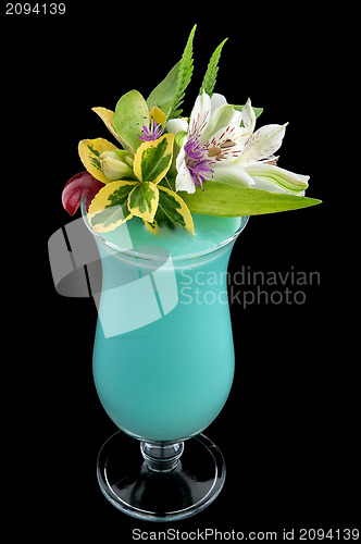 Image of Alcohol drink, cocktail with flower, isolated 