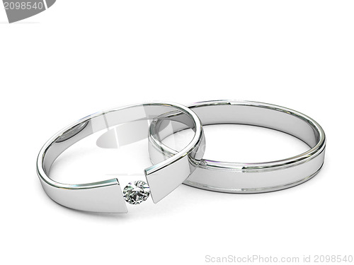 Image of Platinum or silver rings with diamond