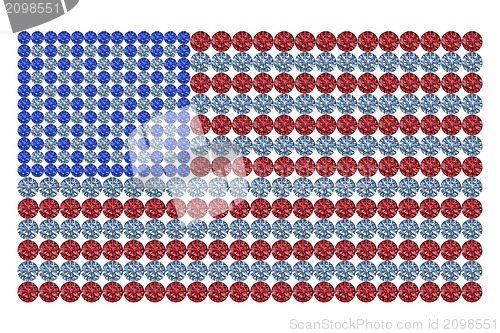 Image of USA flag composed of different color brilliants