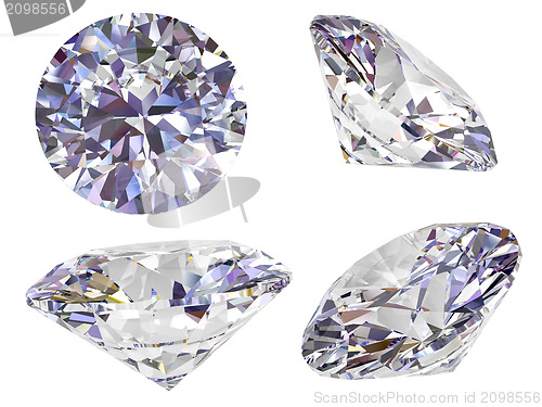 Image of Four view of diamond isolated on white