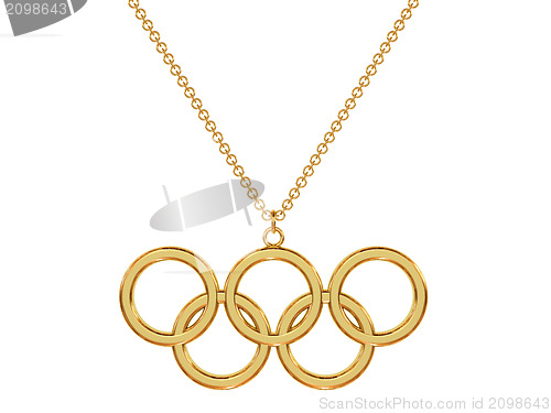 Image of Gold olympic rings pendant on chain