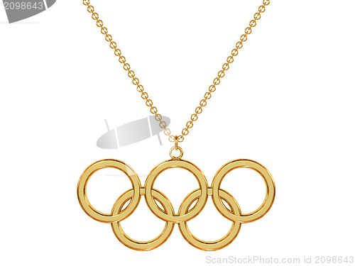 Image of Gold olympic rings pendant on chain