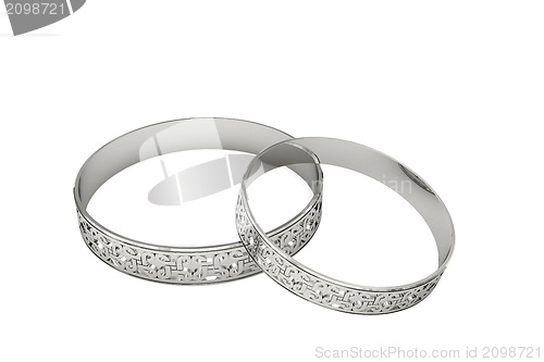 Image of Silver or platinum wedding rings with magic tracery