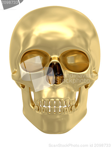 Image of Golden skull isolated on white