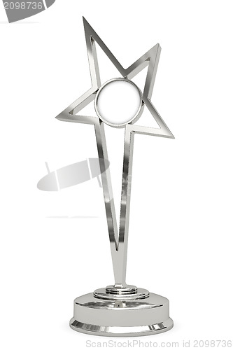 Image of Silver or platinum star prize on pedestal with blank round plate