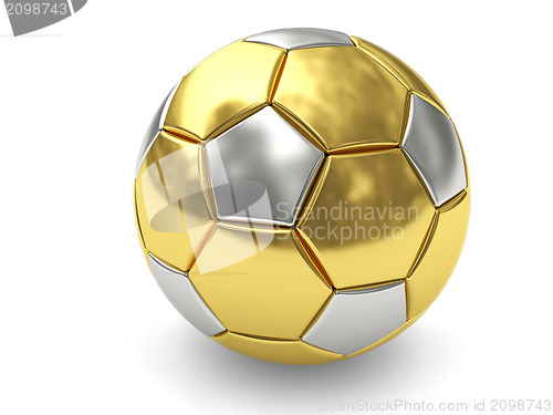 Image of Gold soccer ball on white background