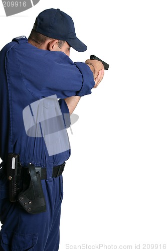 Image of Security Officer aiming a gun