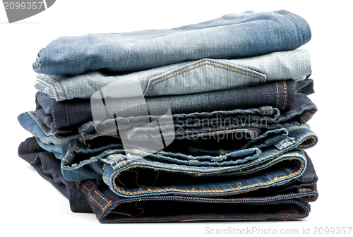 Image of Stack of Folded New Jeans