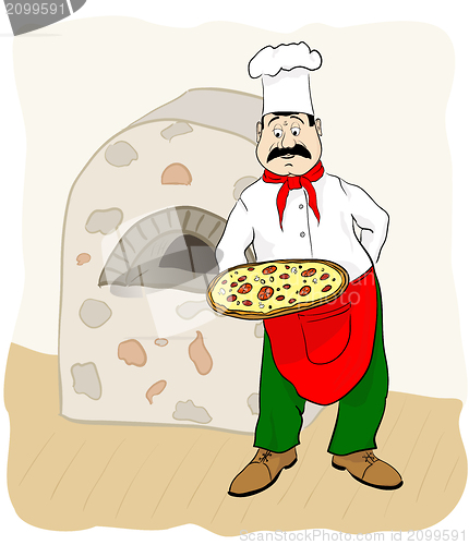 Image of Cook with pizza