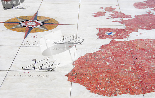 Image of Old map on pavement, Belem district, Portugal