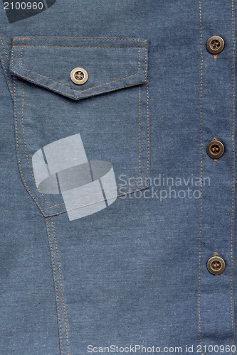 Image of Denim blue jeans shirt with buttons detail texture