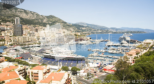 Image of editorial Monaco Grand Prix harbor