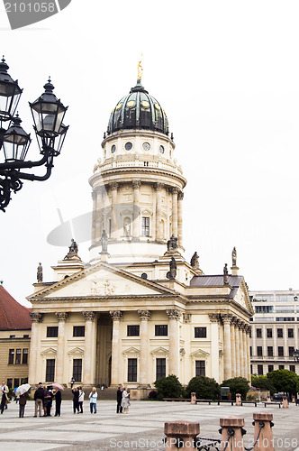 Image of The editorial French Cathedral tourists  the Gendarmenmarkt  Ber