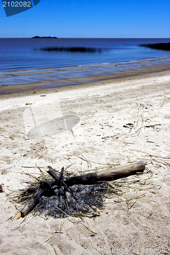 Image of bonfire and beach