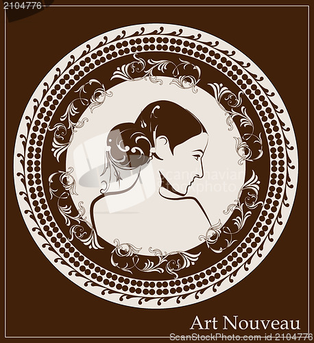 Image of portrait of beautiful girl in art nouveau style