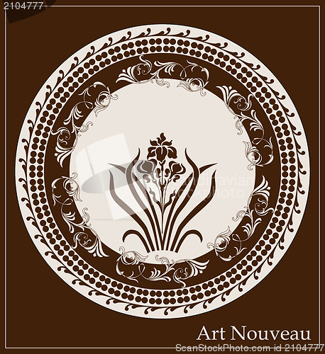 Image of art nouveau design with iris flower