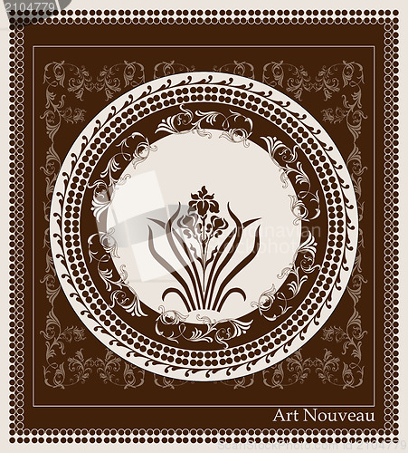 Image of art nouveau design with iris flower
