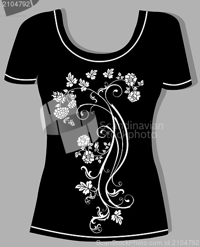 Image of t-shirt design  with  vintage floral element