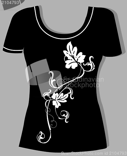 Image of t-shirt design  with  vintage floral element