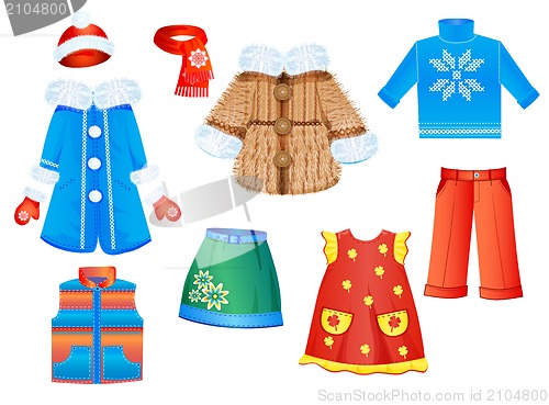 Image of set of seasonal clothes for girls