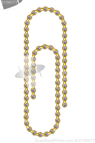 Image of Golden paperclip with diamonds