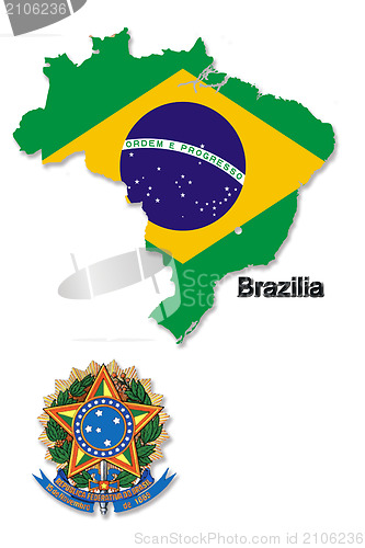 Image of The map and the arms of Brazil