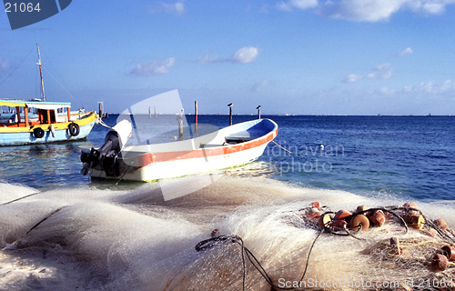 Image of fishing nets/boat