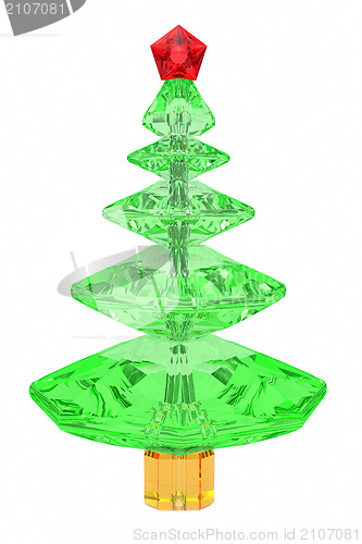 Image of Christmas tree composed of colored gemstones isolated on white