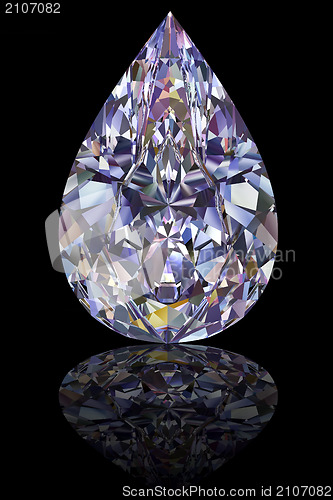 Image of Diamond of drop shape on glossy black