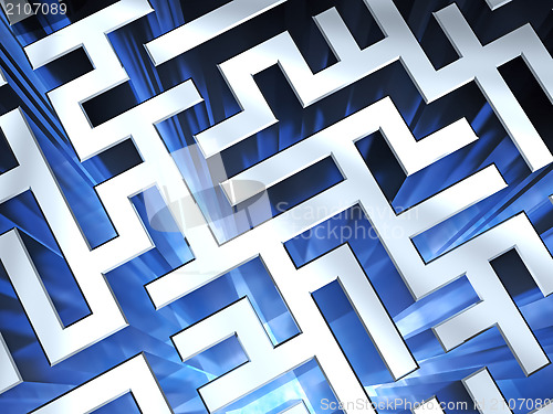 Image of Metallic maze background with blue flame